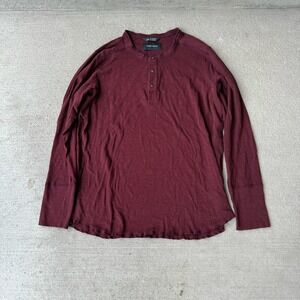 Wings + Horns Burgundy Long Sleeve Henley Shirt Mens XL